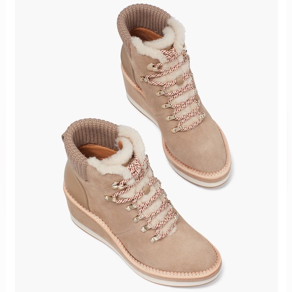 ♠️kate spade Willow Suede Wedge Booties, Rustic Brown NIB - Picture 3 of 16